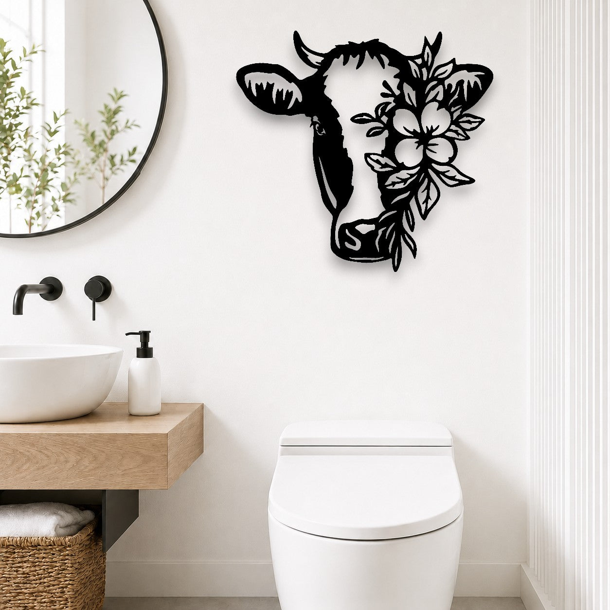Floral Cow Wall Art