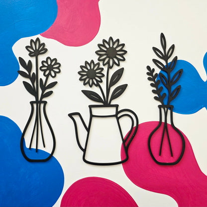 Floral Vase & Teapot Wall Art Set