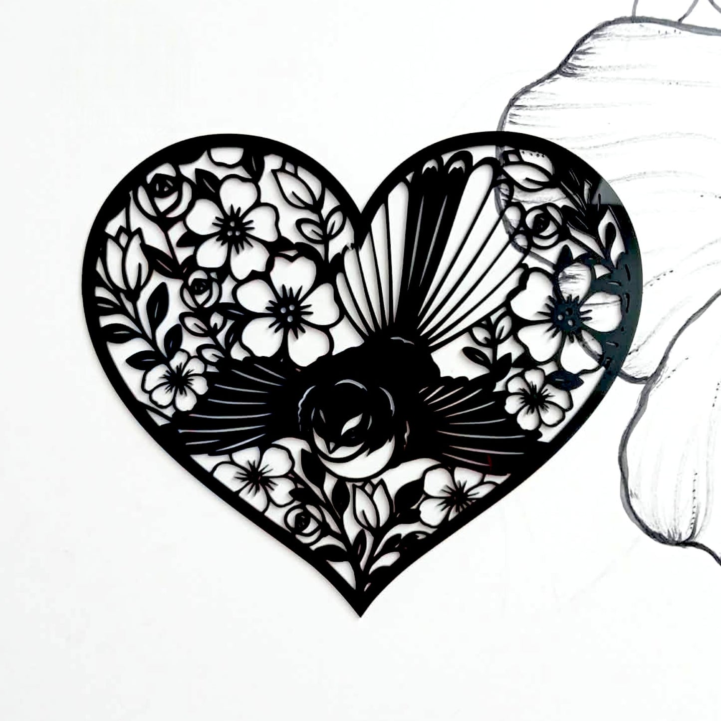 Flourishing Fantail Heart Wall Art