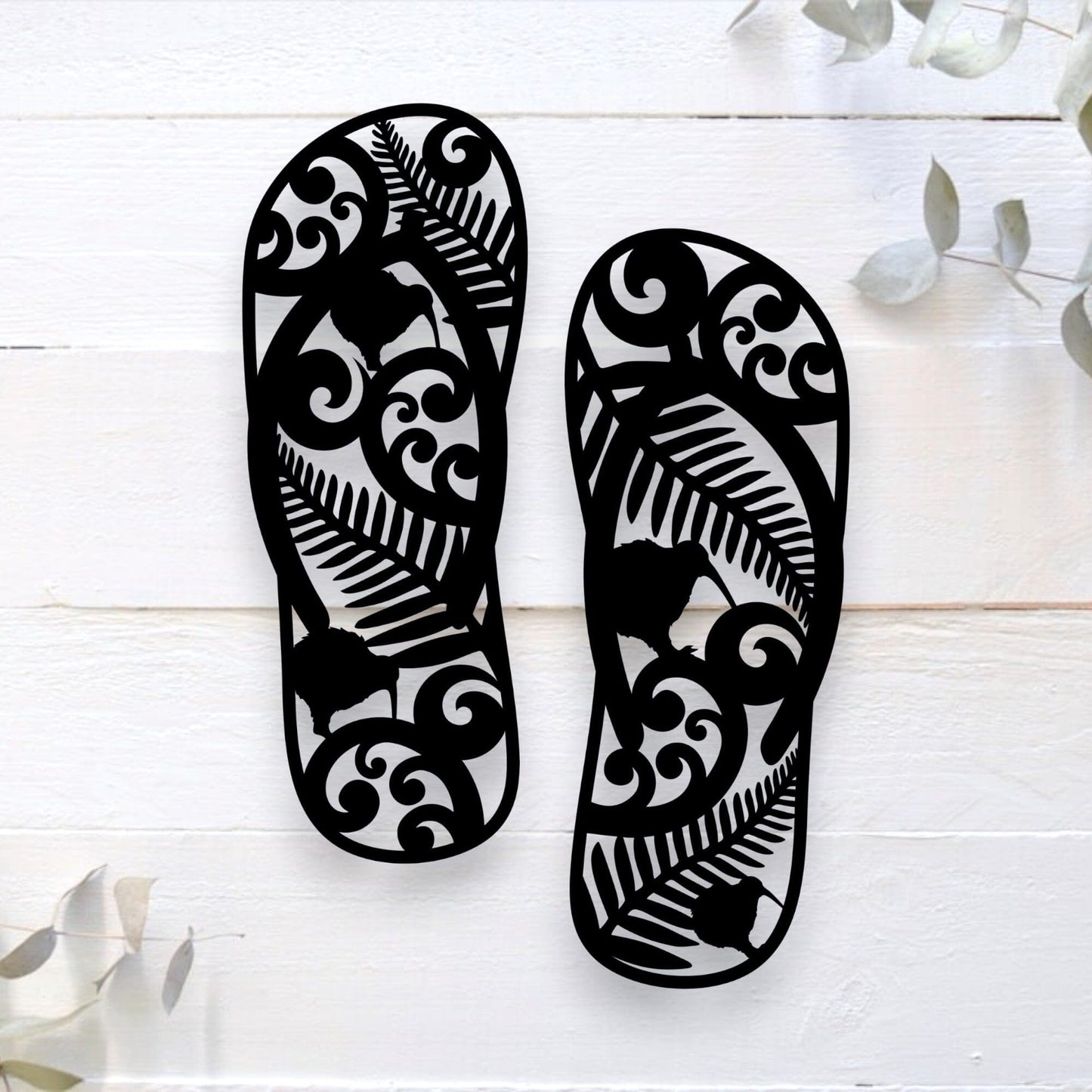 Ferns, Kiwis & Korus Jandals Décor Whimsic 