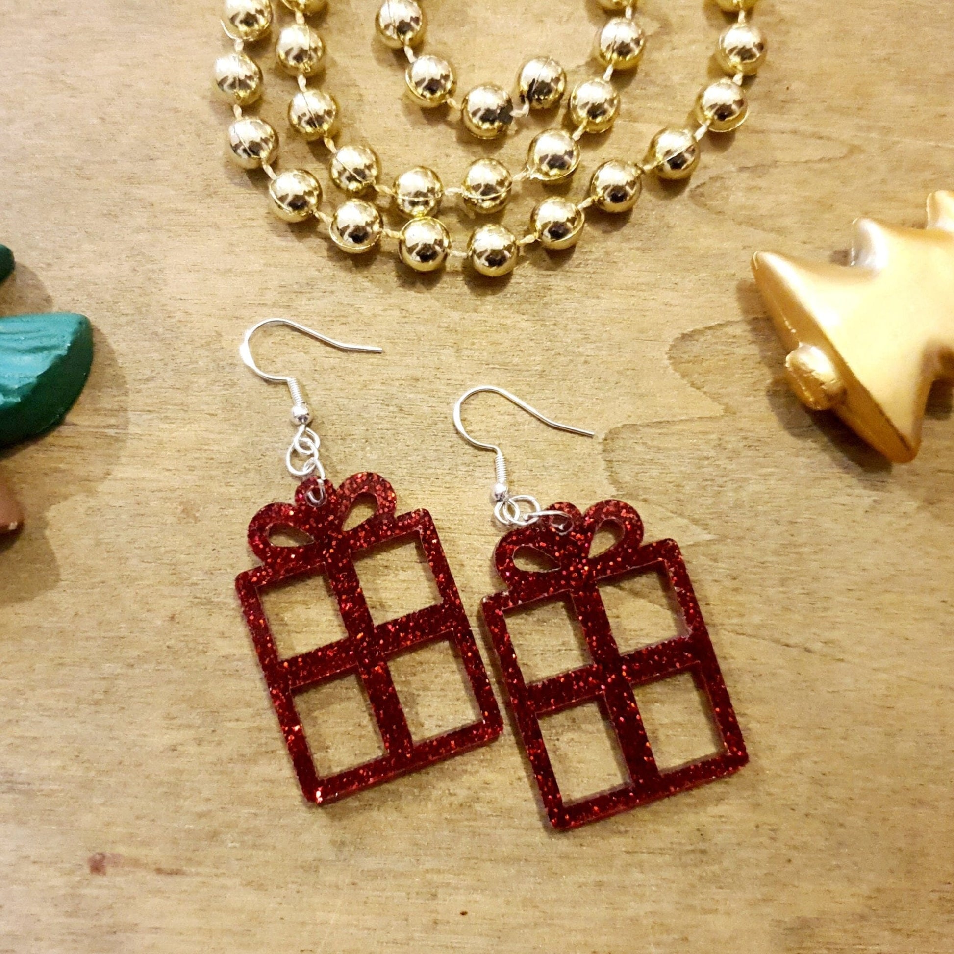 Festive Christmas Present Earrings Whimsic 