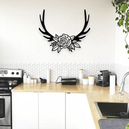 Floral Antler Wall Art Wall Decor Whimsic 