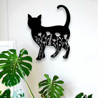 Floral Cat Wall Art Wall Decor Whimsic 