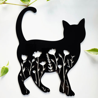 Floral Cat Wall Art Wall Decor Whimsic 