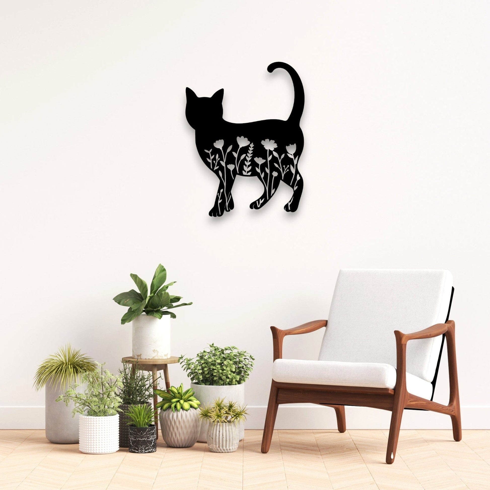 Floral Cat Wall Art Wall Decor Whimsic 