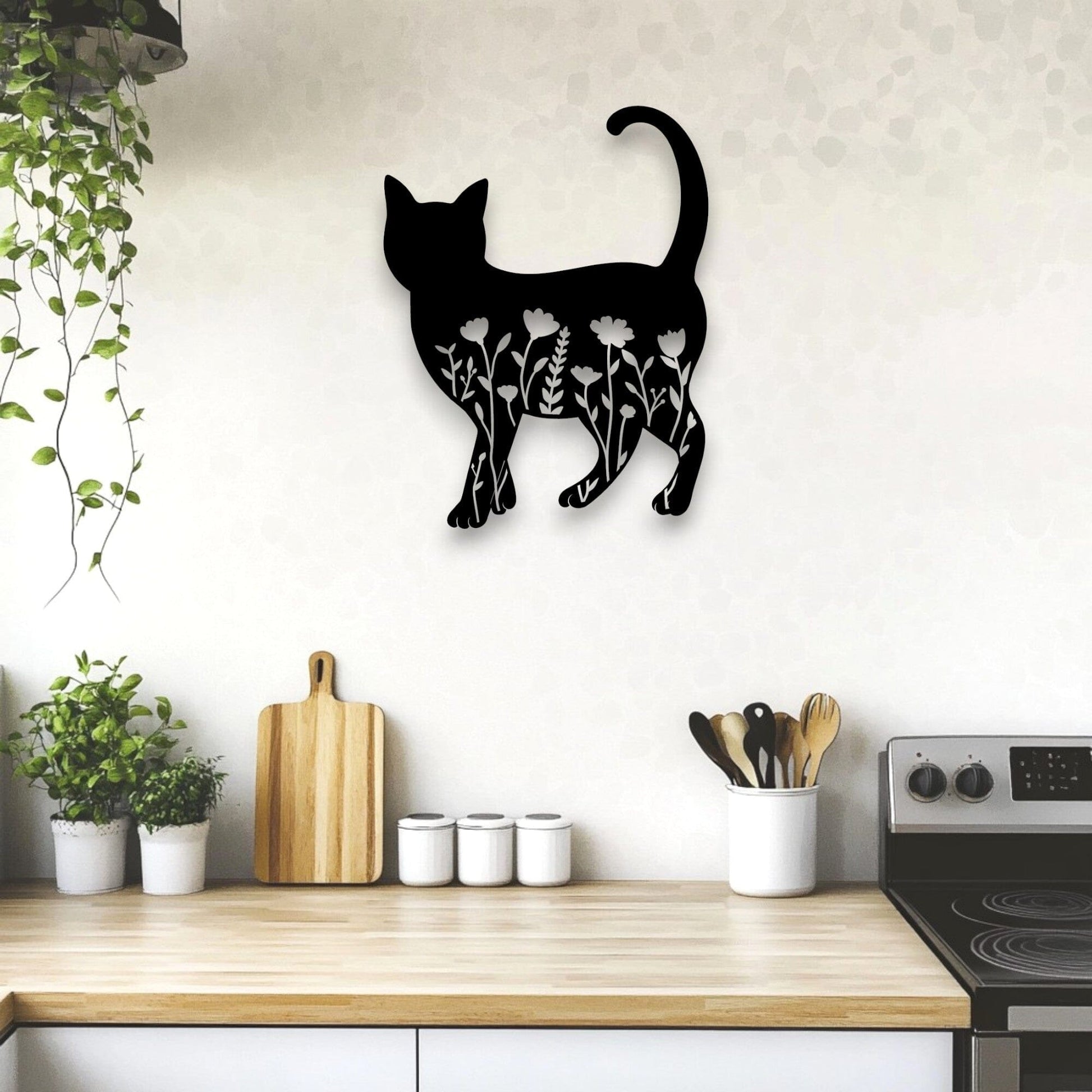 Floral Cat Wall Art Wall Decor Whimsic 