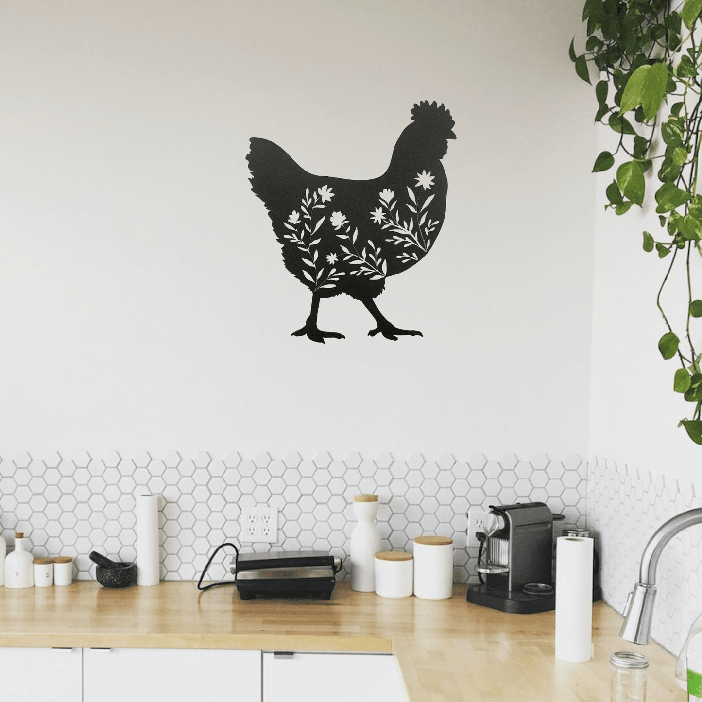 Floral Chicken Wall Art Wall Decor Whimsic 
