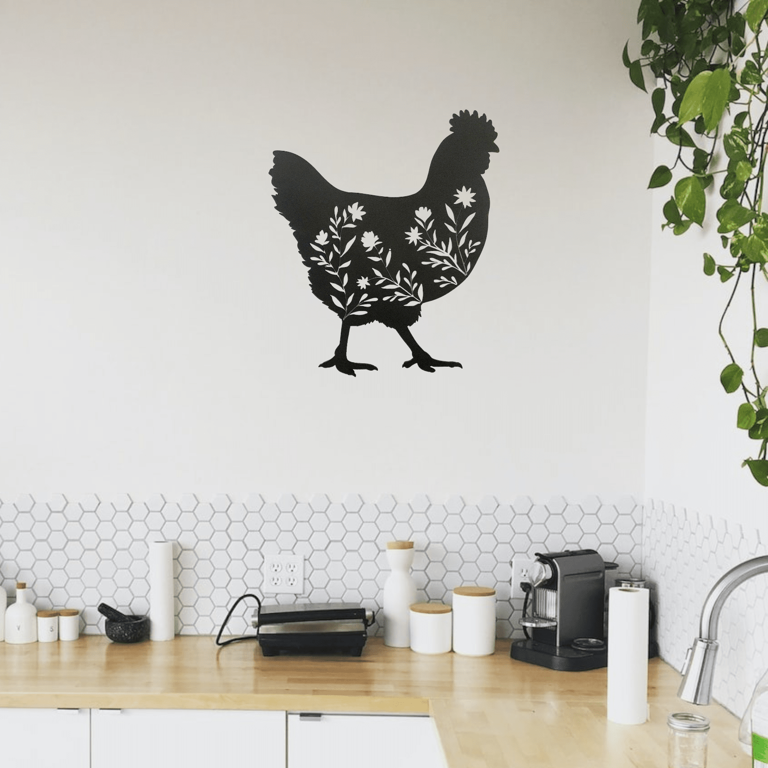 Floral Chicken Wall Art Wall Decor Whimsic 
