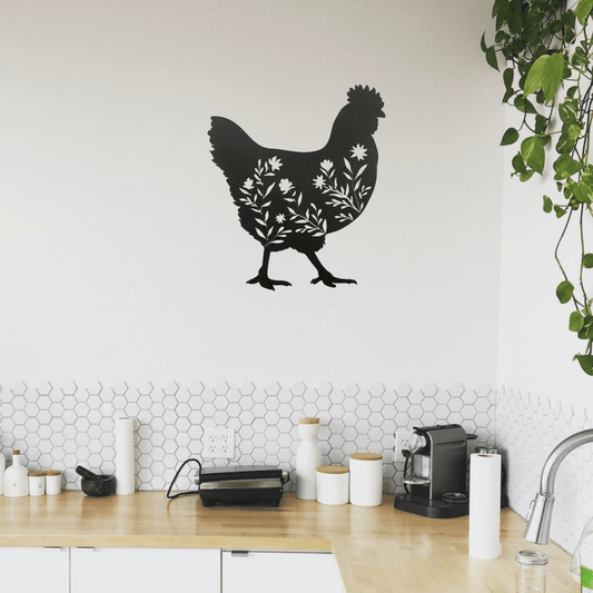 Floral Chicken Wall Art Wall Decor Whimsic 