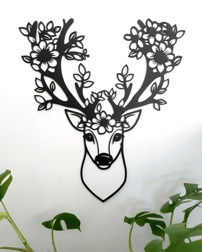 Floral Deer Antler Wall Décor Whimsic 