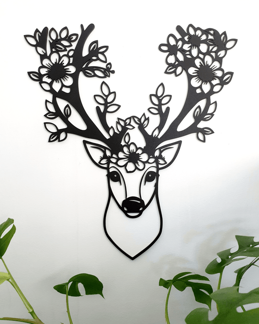 Floral Deer Antler Wall Décor Whimsic 