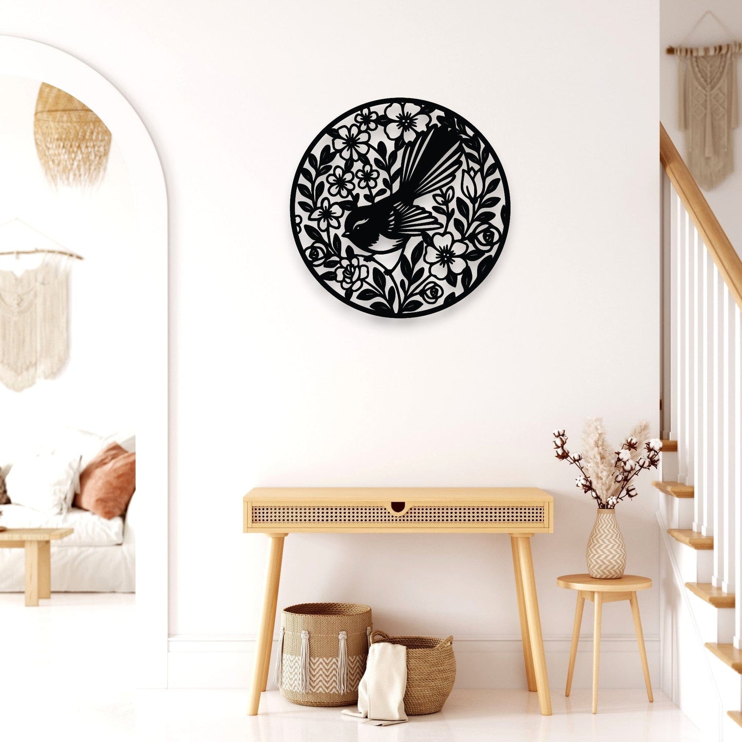 Floral Fantail Round Wall Décor Whimsic 