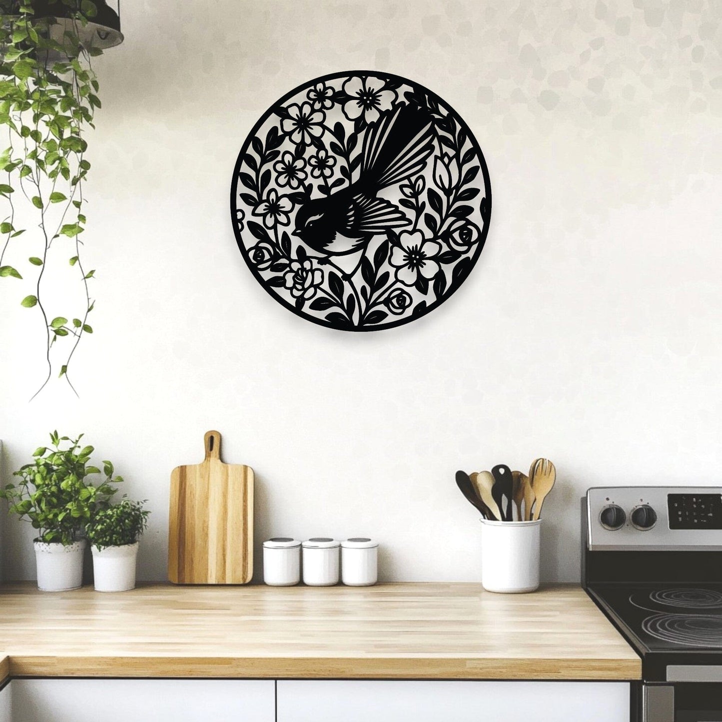 Floral Fantail Round Wall Décor Whimsic 