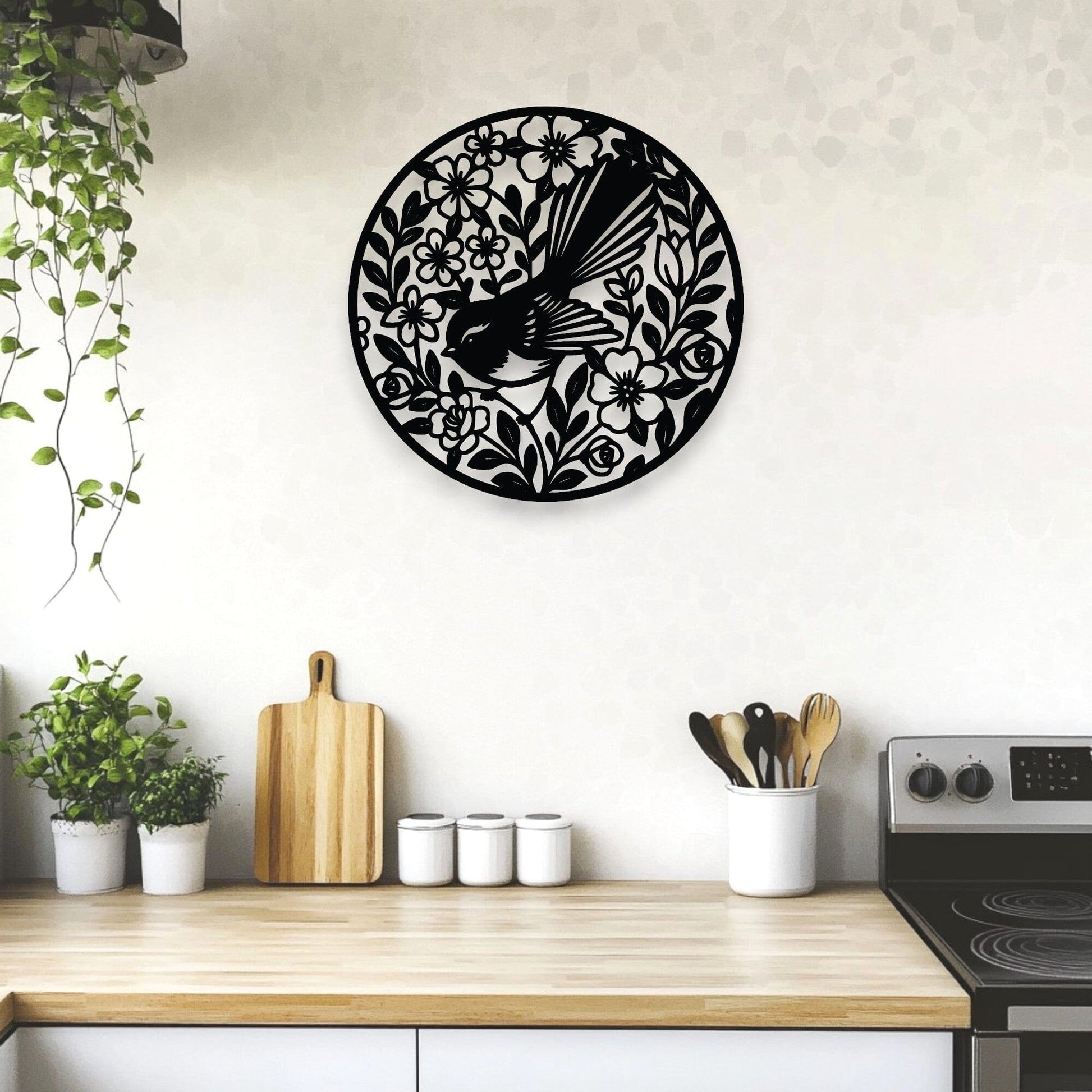 Floral Fantail Round Wall Décor Whimsic 