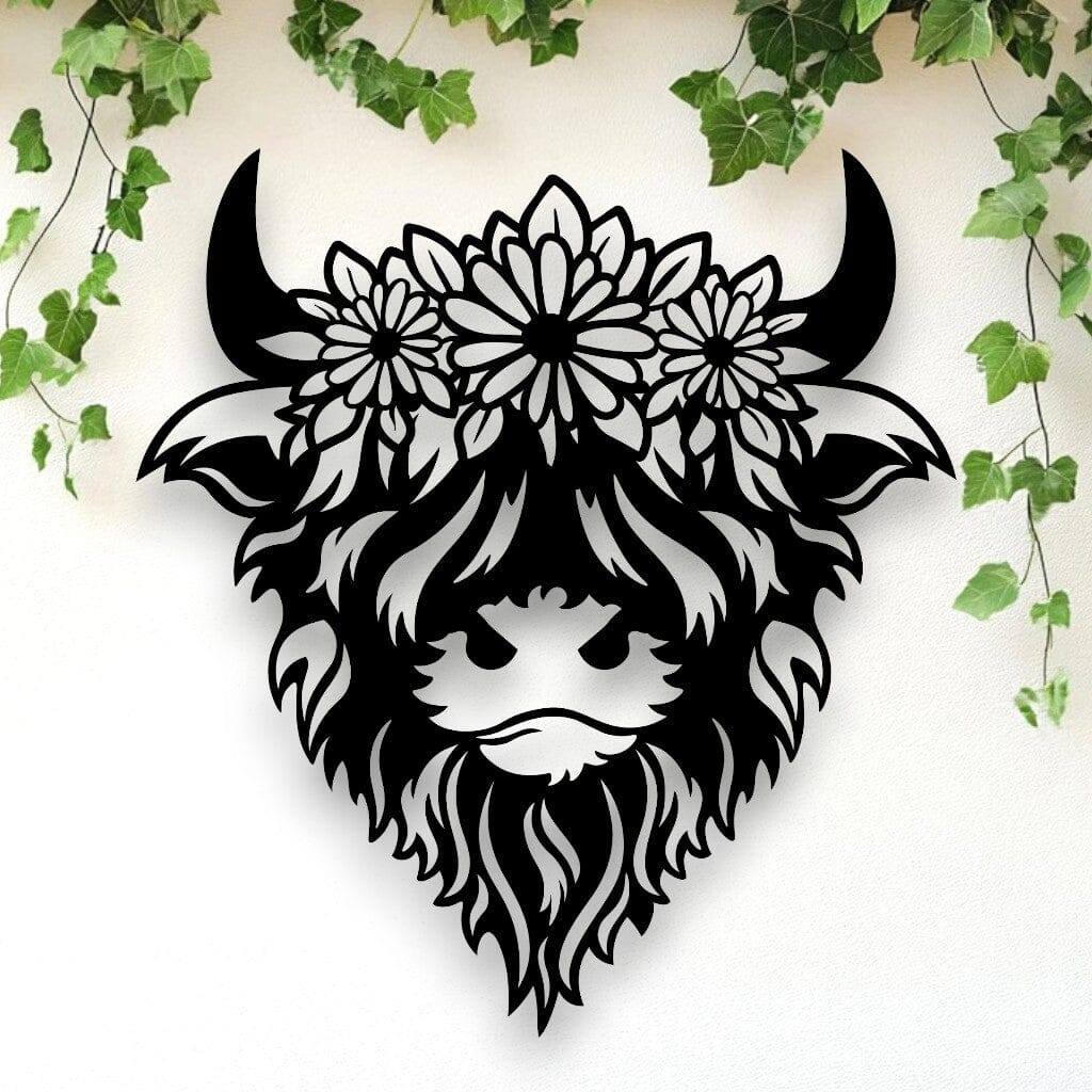 Floral Highland Cow Wall Art Whimsic 