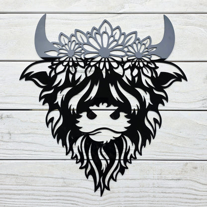 Floral Highland Cow Wall Art Whimsic 