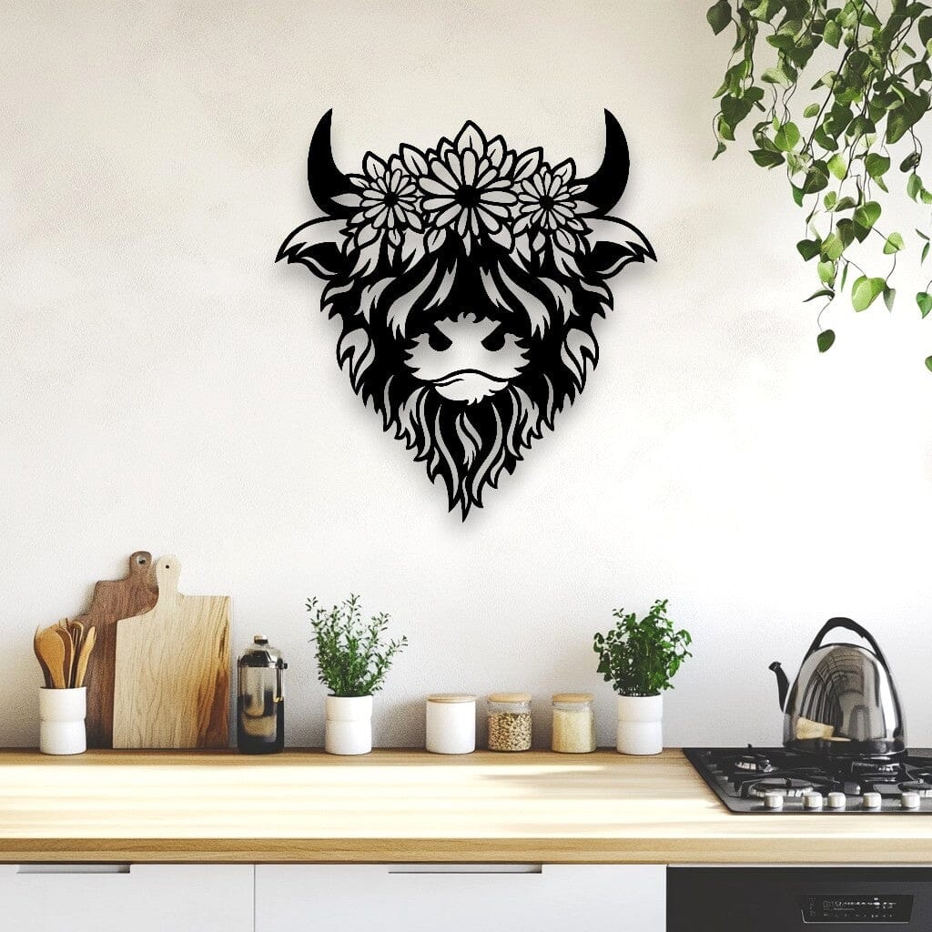 Floral Highland Cow Wall Art Whimsic 