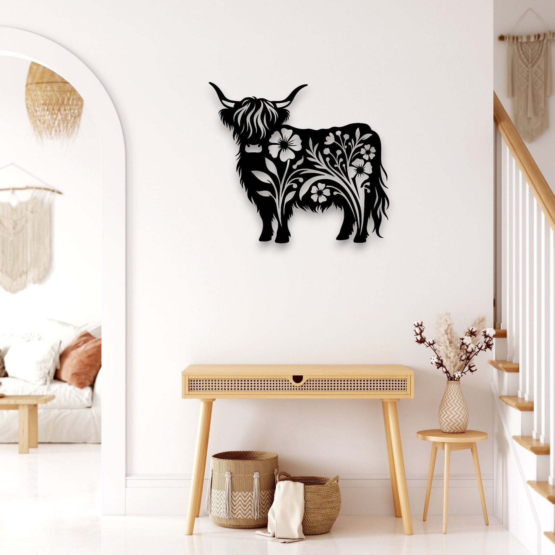 Floral Highland Cow Whimsic 