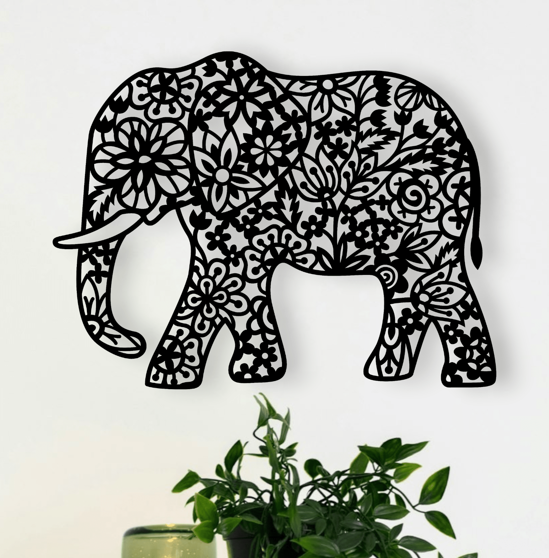 Floral Mandala Elephant Wall Décor Whimsic 