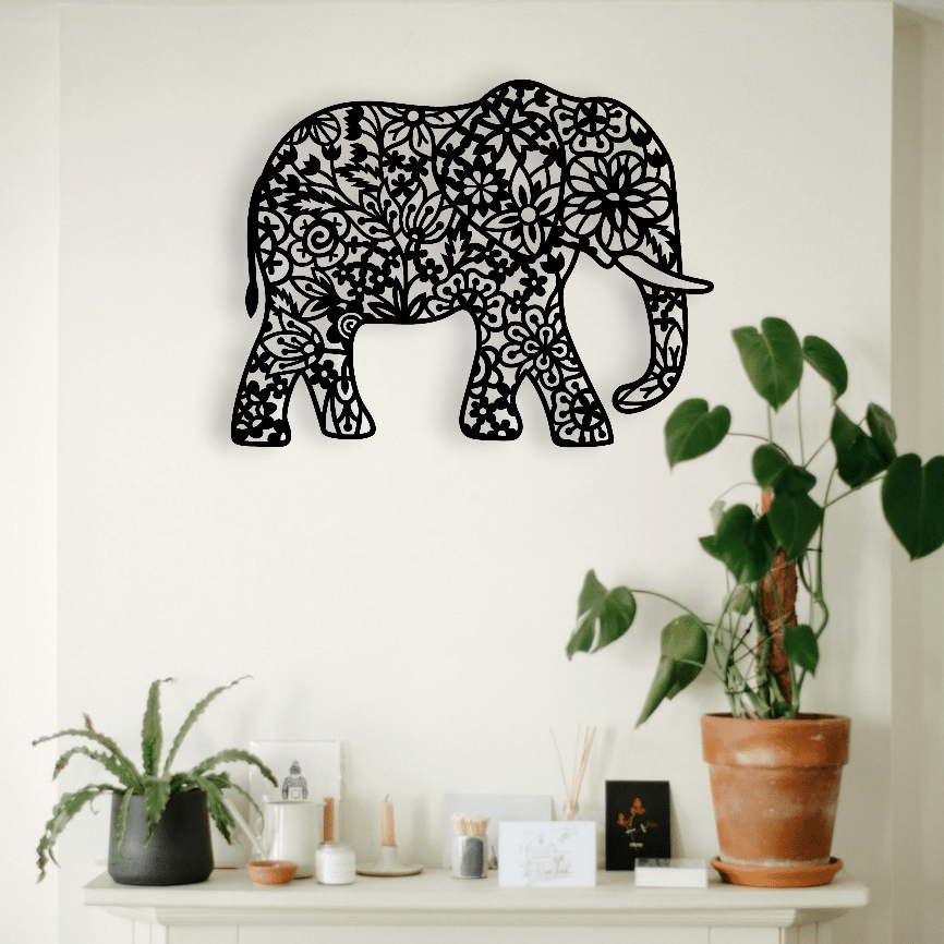 Floral Mandala Elephant Wall Décor Whimsic 