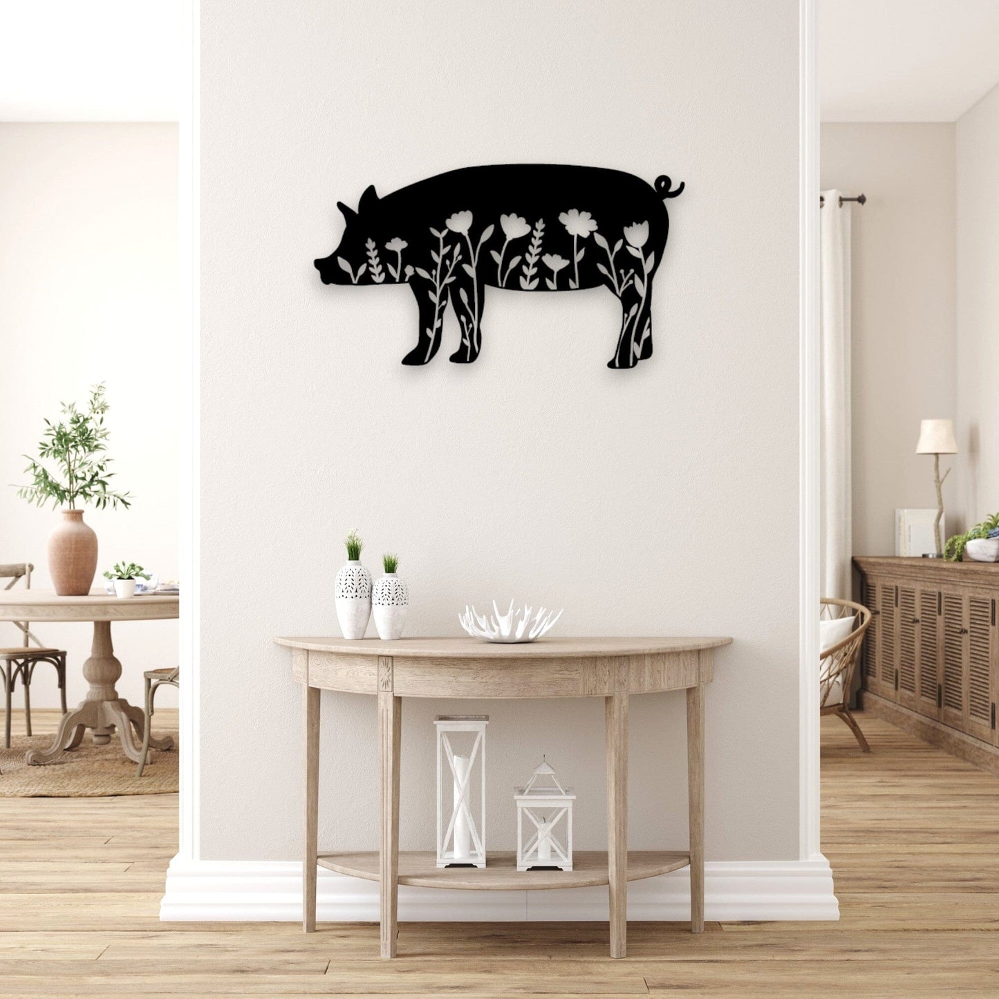 Floral Pig Wall Art Wall Decor Whimsic 