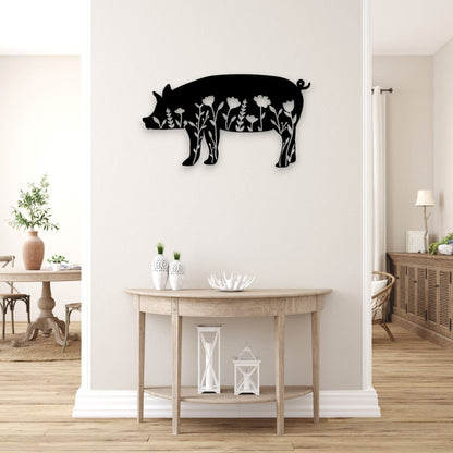 Floral Pig Wall Art Wall Decor Whimsic 