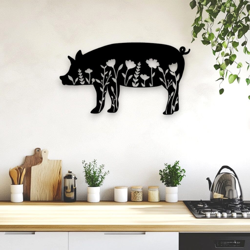 Floral Pig Wall Art Wall Decor Whimsic 