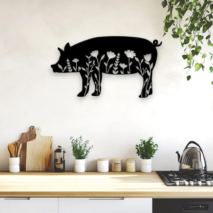Floral Pig Wall Art Wall Decor Whimsic 