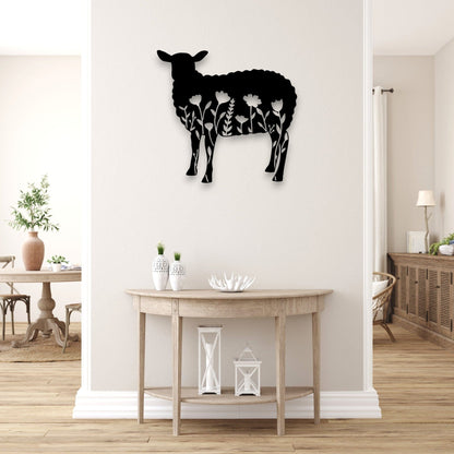 Floral Sheep Wall Art Wall Decor Whimsic 