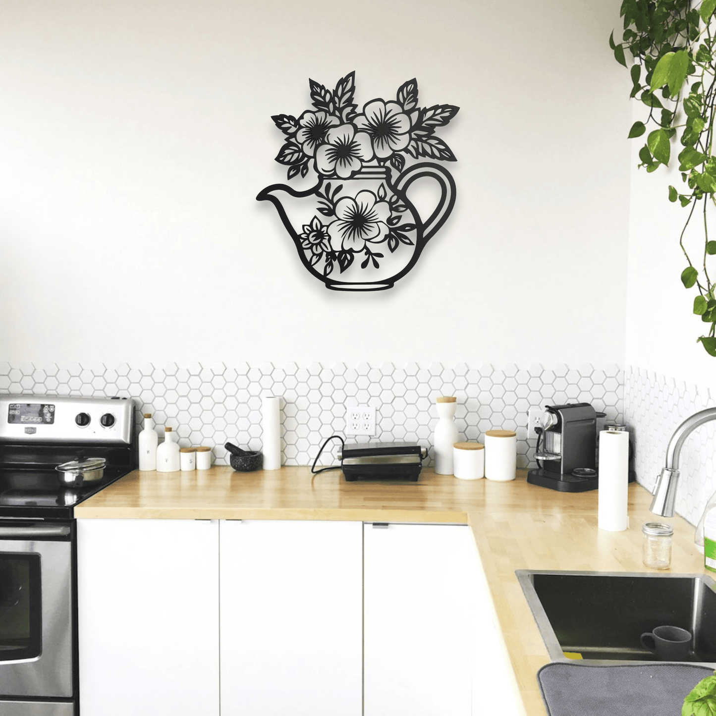 Floral Teapot Wall Art Wall Decor Whimsic 