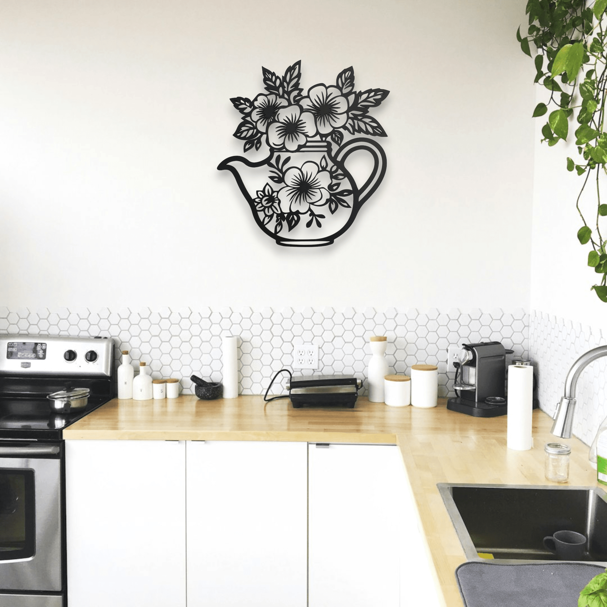 Floral Teapot Wall Art Wall Decor Whimsic 