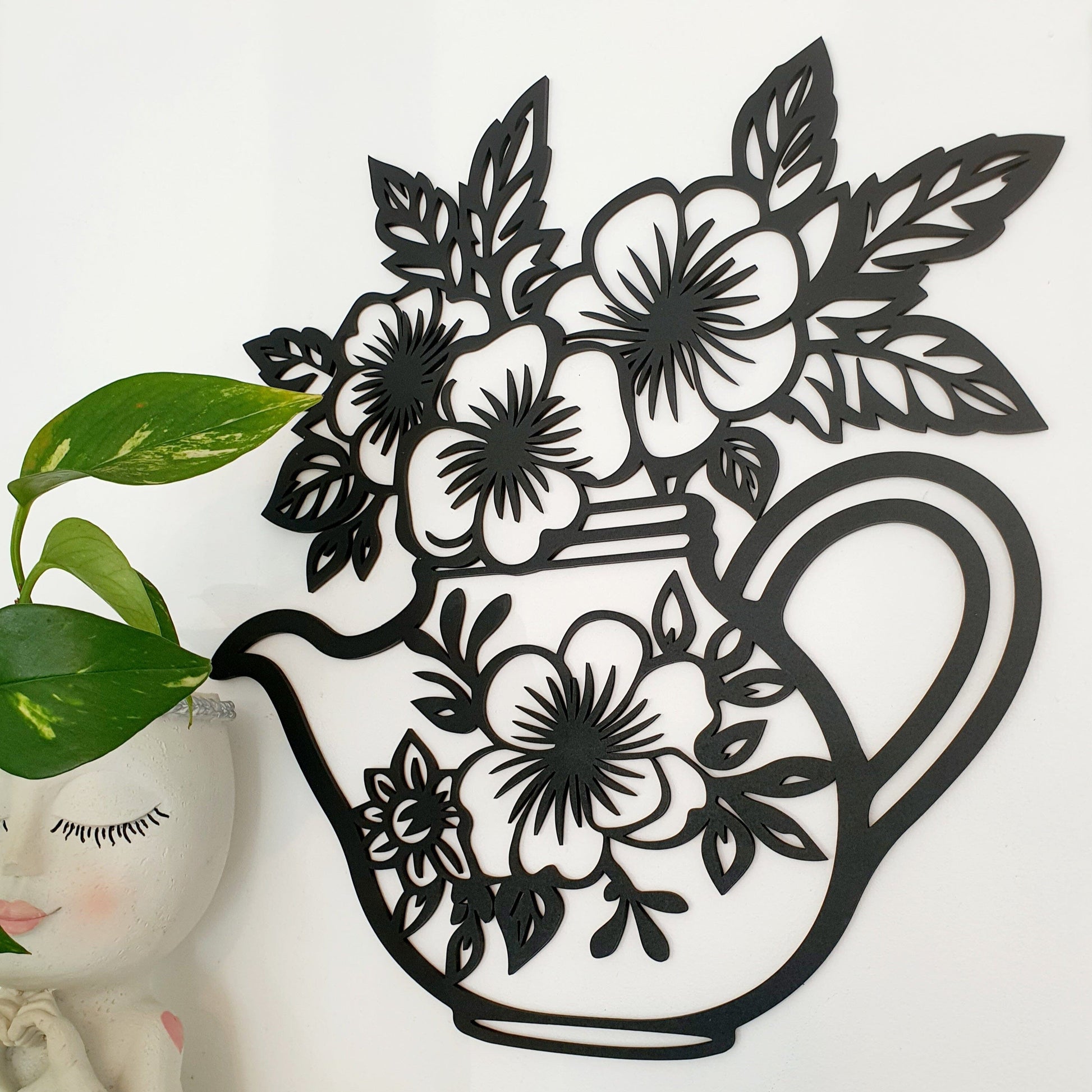 Floral Teapot Wall Art Wall Decor Whimsic 