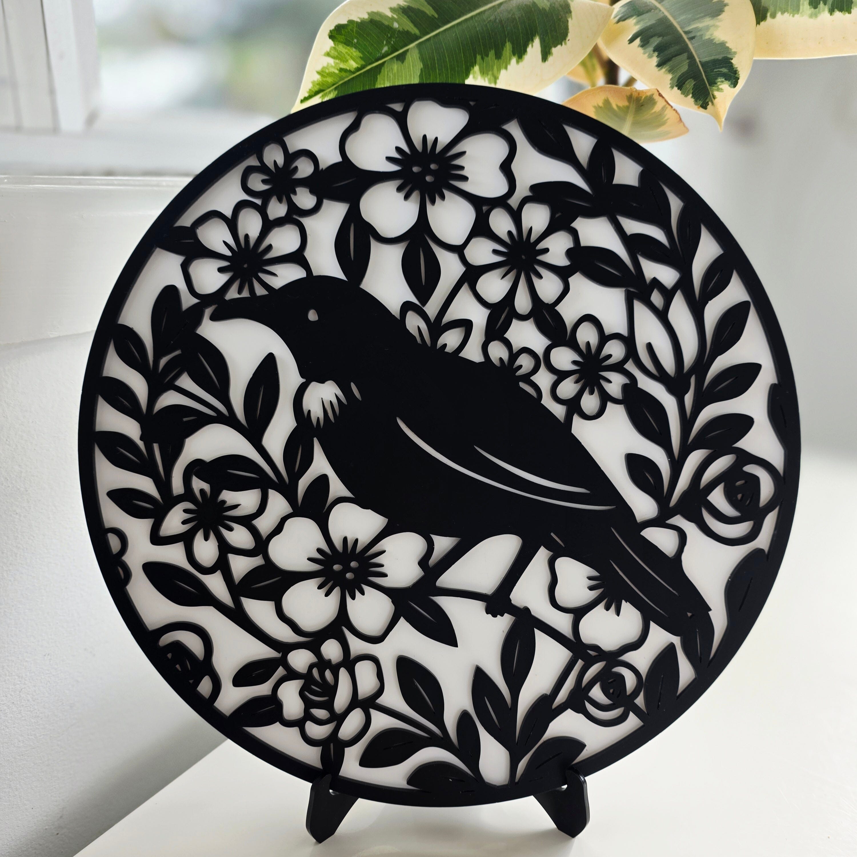 Floral Tui Round | Kiwiana Wall Art by Whimsic NZ