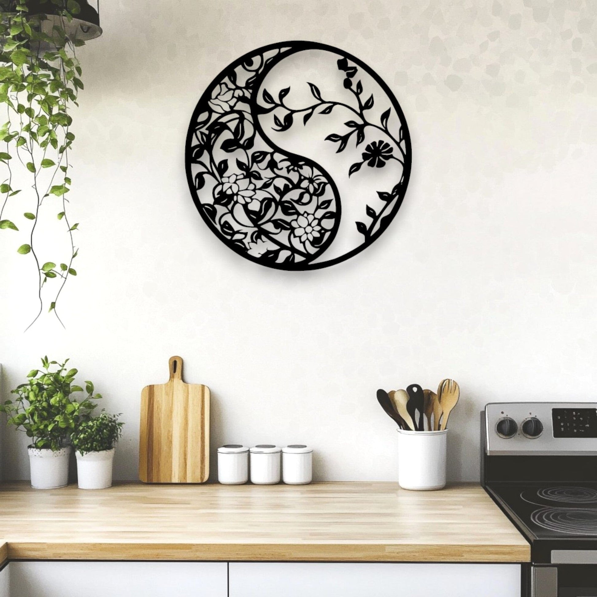 Floral Yin-Yang Wall Art Wall Decor Whimsic 