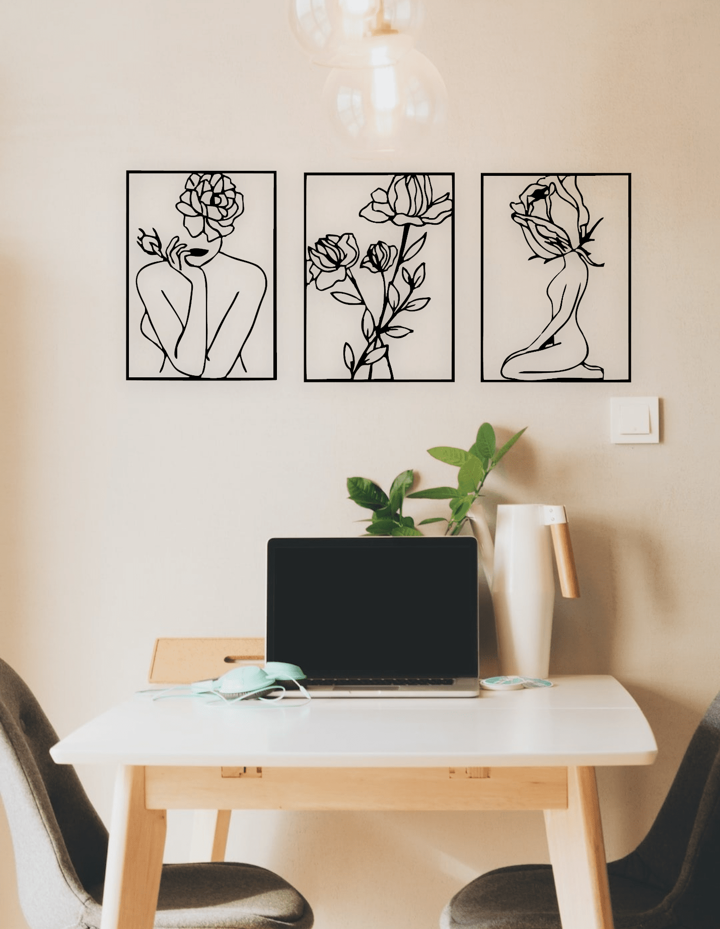Flower Woman Wall Art Set Whimsic 