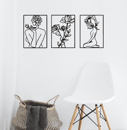 Flower Woman Wall Art Set Whimsic 