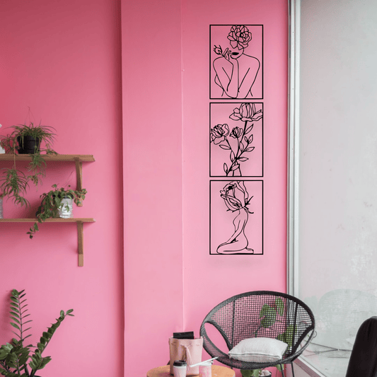 Flower Woman Wall Art Set Whimsic 