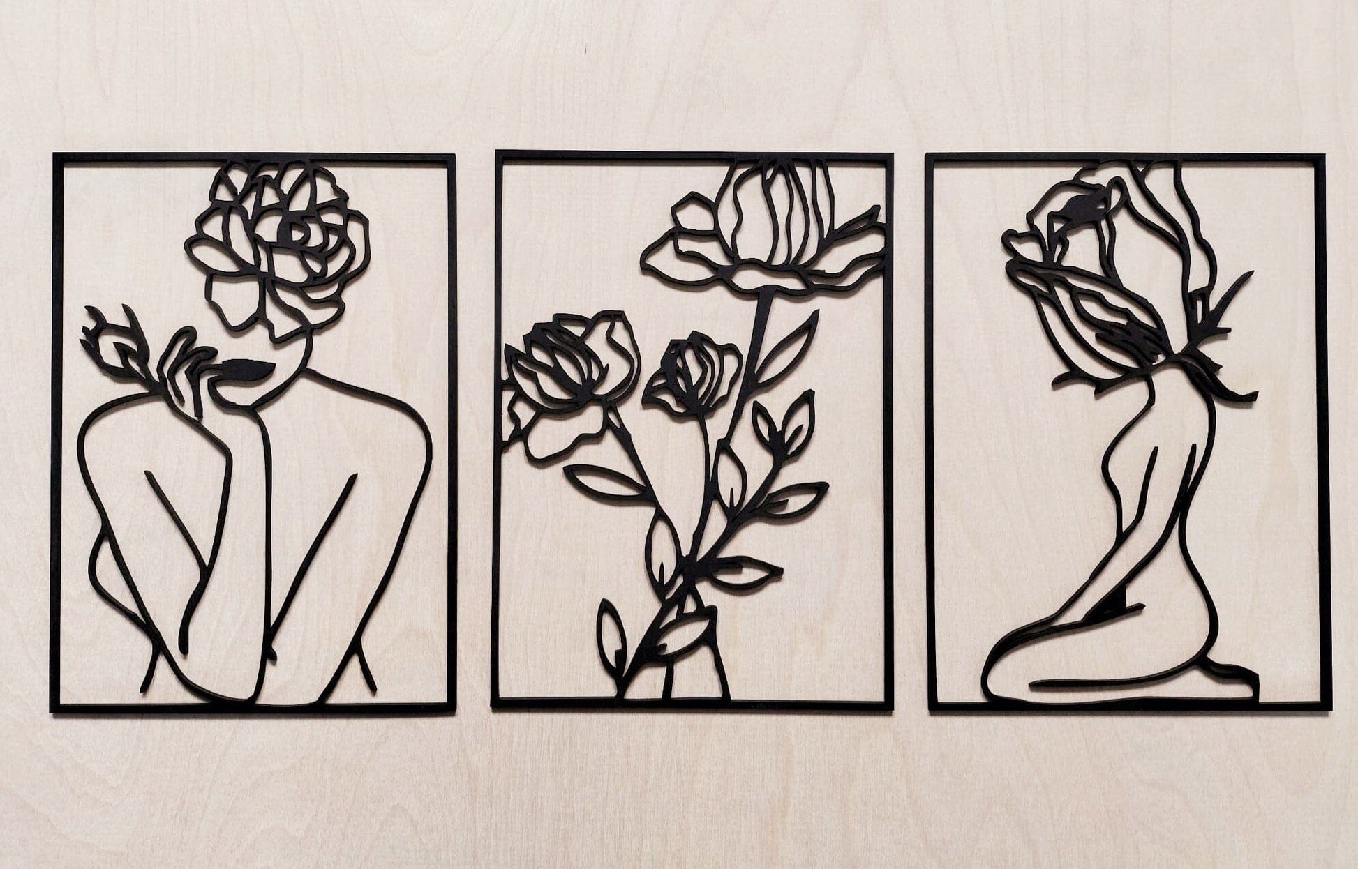 Flower Woman Wall Art Set Whimsic 