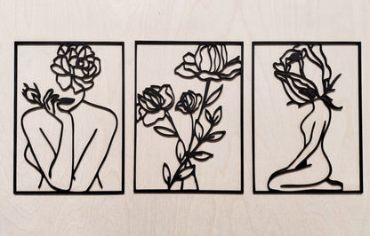 Flower Woman Wall Art Set Whimsic 