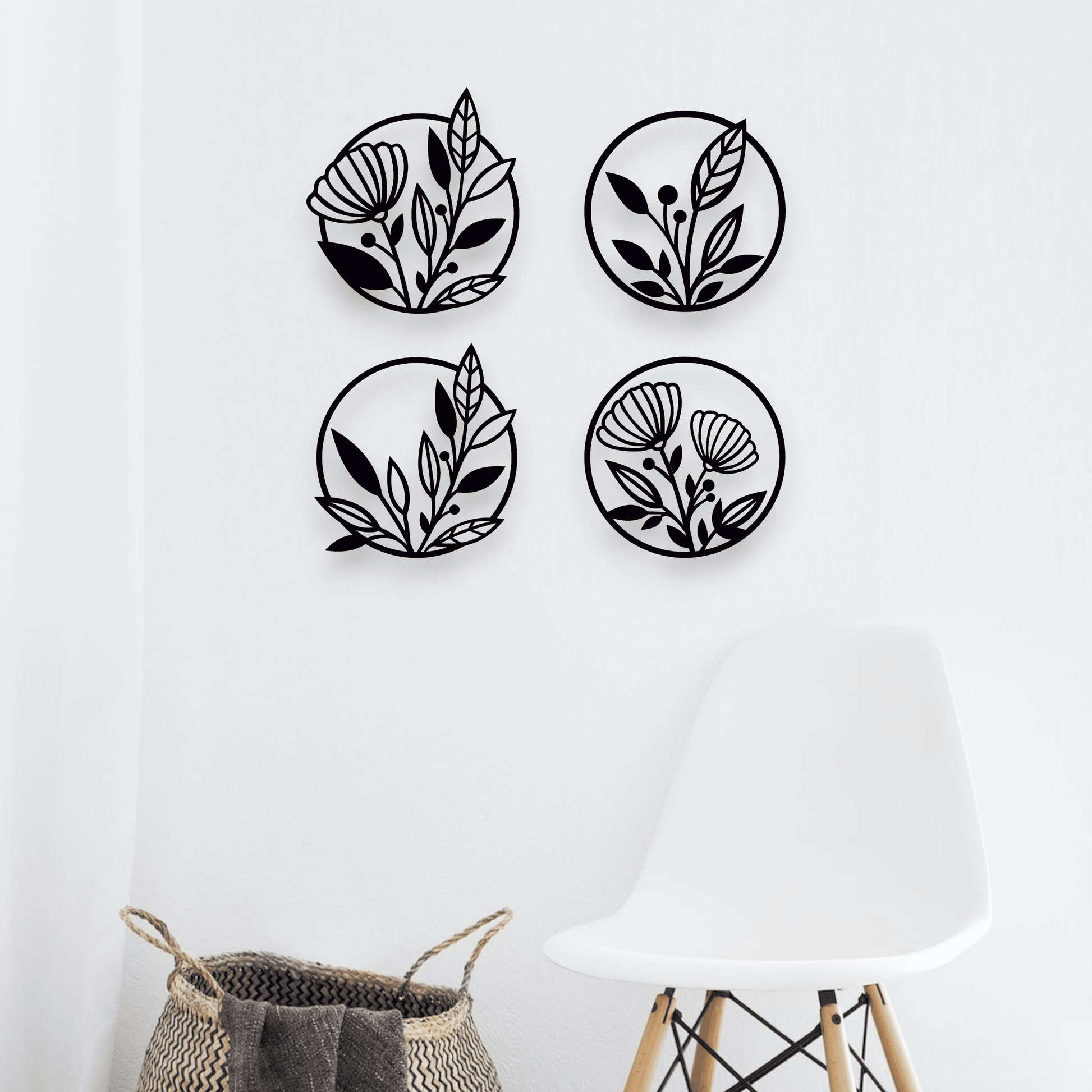 Four Piece Floral Wall Art Set Whimsic 