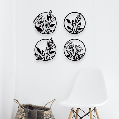 Four Piece Floral Wall Art Set Whimsic 