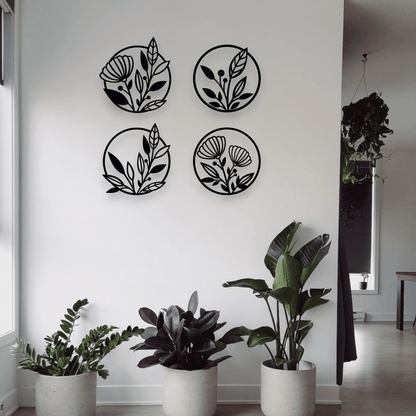 Four Piece Floral Wall Art Set Whimsic 