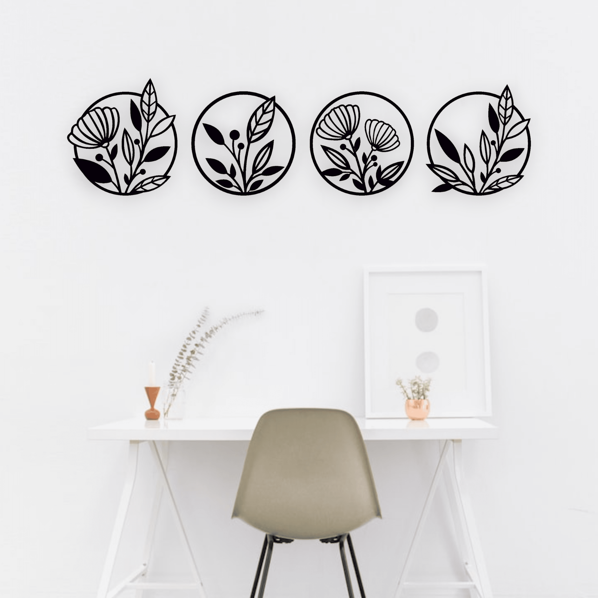 Four Piece Floral Wall Art Set Whimsic 