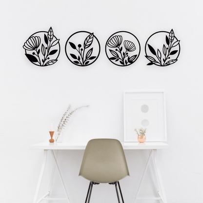Four Piece Floral Wall Art Set Whimsic 