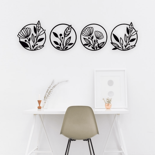 Four Piece Floral Wall Art Set Whimsic 