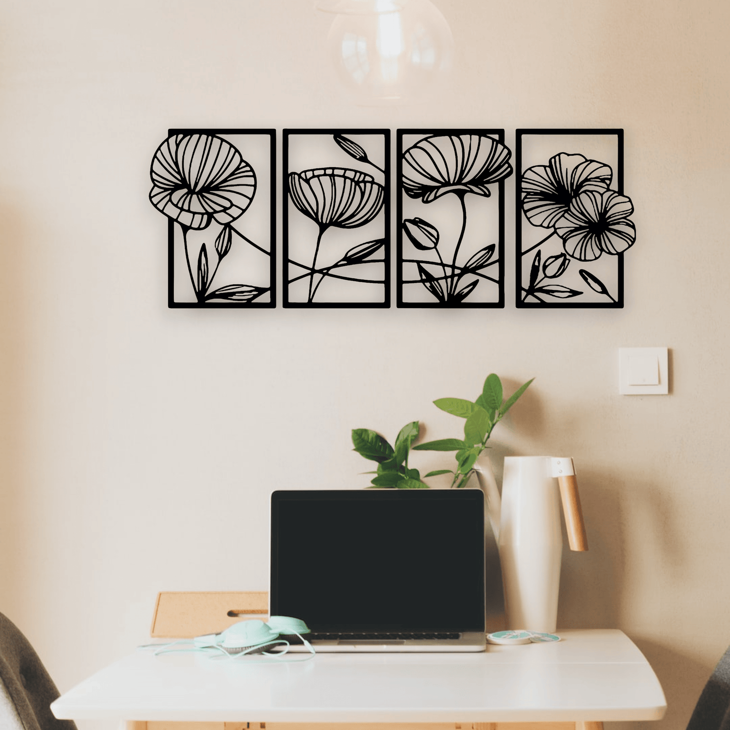 Four Piece Flower Wall Art Set Whimsic 