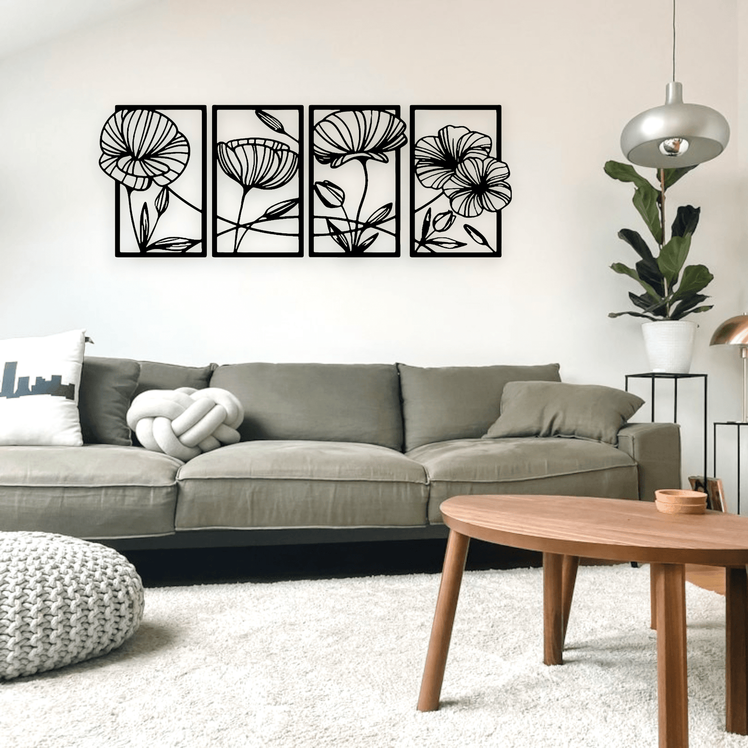 Four Piece Flower Wall Art Set Whimsic 