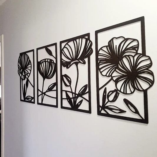 Four Piece Flower Wall Art Set Whimsic 