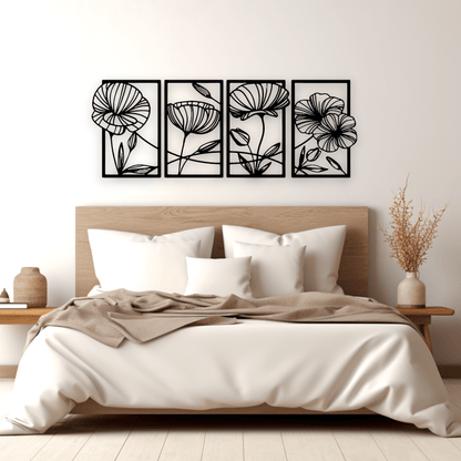 Four Piece Flower Wall Art Set Whimsic 