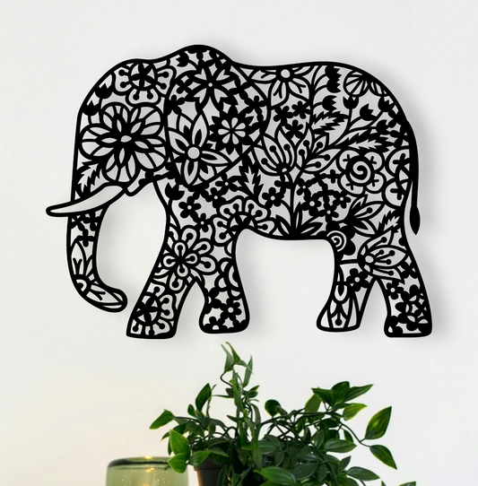 Floral Mandala Elephant Wall Décor